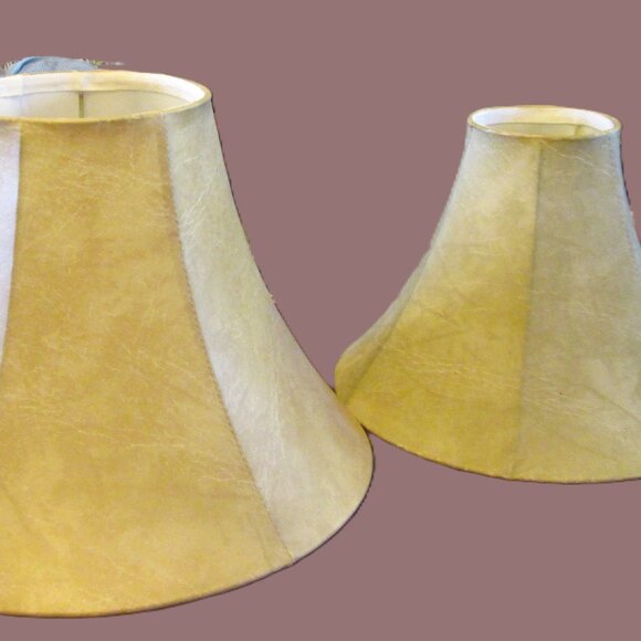 NWOT Vintage Pair of faux leather lampshades that have the spider hardware, - Picture 5 of 9